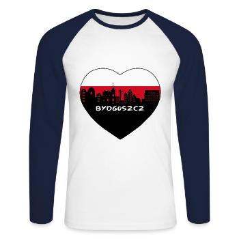 Bydgoszcz Pologne Flag Skyline Souvenir de voyage - T-shirt baseball manches longues Homme - blanc/marine - Devant - Nik (191cm)
