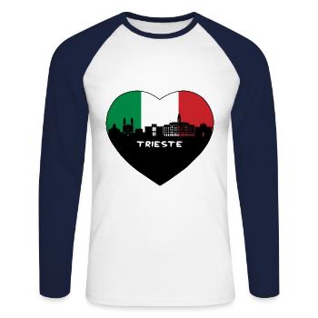 Trieste Italie Flag Skyline Souvenir de voyage - T-shirt baseball manches longues Homme - blanc/marine - Devant - Nik (191cm)