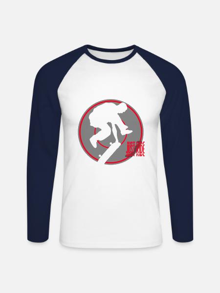Just ride skateboard - Unisex Long Sleeve Baseball T-Shirt - white/navy