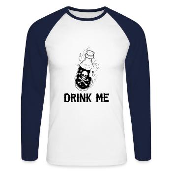 Drink me - T-shirt baseball manches longues Homme - blanc/marine - Devant - Nik (191cm)