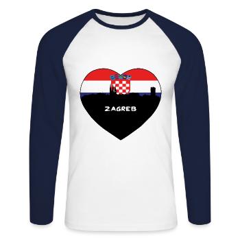 Zagreb Croatie Flag Skyline Souvenir de voyage - T-shirt baseball manches longues Homme - blanc/marine - Devant - Nik (191cm)