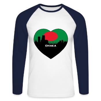 Dhaka Bangladesch Flagge Skyline Reise Souvenir - Unisex Baseballshirt langarm - Weiß/Navy - Vorne - Nik (191cm)