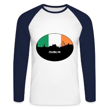 Dublin Irlande Flag Skyline Souvenir de voyage - T-shirt baseball manches longues Homme - blanc/marine - Devant - Nik (191cm)