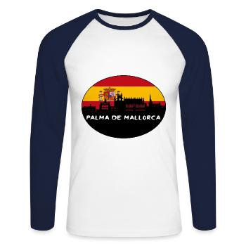 Palma de Majorque Espagne Flag Skyline Silhouette Tr - T-shirt baseball manches longues Homme - blanc/marine - Devant - Nik (191cm)