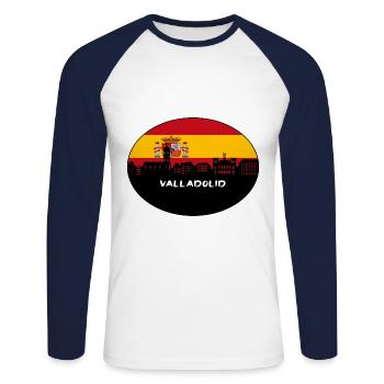 Valladolid Espagne Drapeau Skyline Silhouette Travel - T-shirt baseball manches longues Homme - blanc/marine - Devant - Nik (191cm)