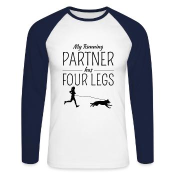 Canicross Trail Running Dog Sport Outdoor Hobby - Unisex Long Sleeve Baseball T-Shirt - white/navy - Front - Nik (191cm)