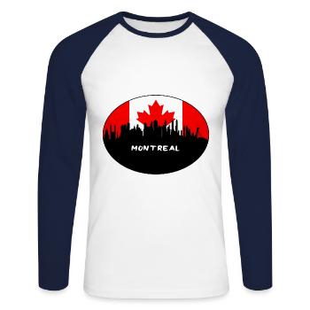 Montreal Canada Flag Skyline Silhouette Travel - Unisex Long Sleeve Baseball T-Shirt - white/navy - Front - Nik (191cm)