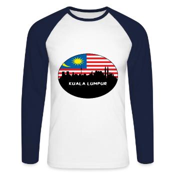 Kuala Lumpur Malaysia Flagge Skyline Silhouette Trav - Unisex Baseballshirt langarm - Weiß/Navy - Vorne - Nik (191cm)
