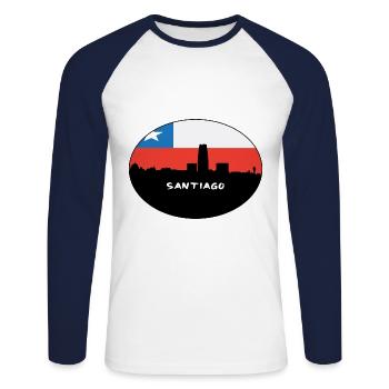 santiago, chili, drapeau, horizon, silhouette, voyage - T-shirt baseball manches longues Homme - blanc/marine - Devant - Nik (191cm)