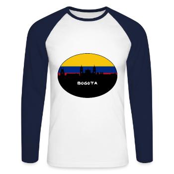 Bogota Colombie Drapeau Skyline Voyage Silhouette - T-shirt baseball manches longues Homme - blanc/marine - Devant - Nik (191cm)
