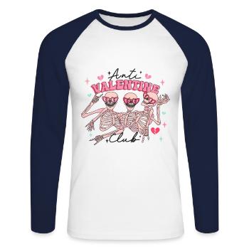 Anti Saint-Valentin Coeur Amour Cadeau Idée Horreur - T-shirt baseball manches longues Homme - blanc/marine - Devant - Nik (191cm)