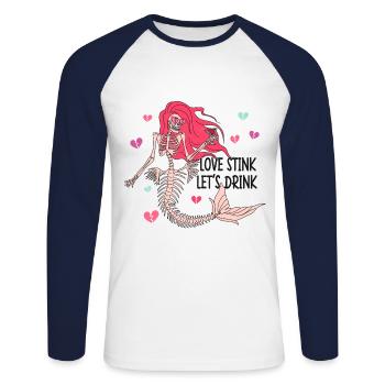 Horror Valentinstag Lustig T-Shirt Geschenkidee - Unisex Baseballshirt langarm - Weiß/Navy - Vorne - Nik (191cm)
