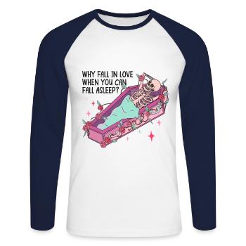 Anti Saint-Valentin Coeur Amour Cadeau Idée Horreur - T-shirt baseball manches longues Homme - blanc/marine - Devant - Nik (191cm)