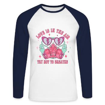 Anti Saint-Valentin Coeur Amour Cadeau Idée Horreur - T-shirt baseball manches longues Homme - blanc/marine - Devant - Nik (191cm)