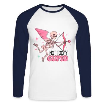 Anti Saint-Valentin Coeur Amour Cadeau Idée Horreur - T-shirt baseball manches longues Homme - blanc/marine - Devant - Nik (191cm)