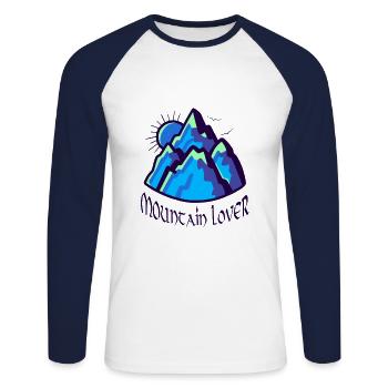 Mountain lover - T-shirt baseball manches longues Homme - blanc/marine - Devant - Nik (191cm)