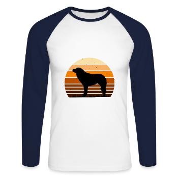 Aidi Dog Silhouette Vintage Sunset pour les amoureux des chiens - T-shirt baseball manches longues Homme - blanc/marine - Devant - Nik (191cm)
