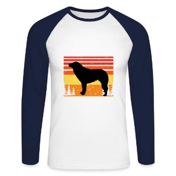 Aidi Dog Silhouette Vintage Sunset pour les amoureux des chiens - T-shirt baseball manches longues Homme - blanc/marine - Devant - Nik (191cm)