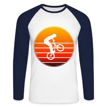 Herren bmx Radfahren bmx jungen bmx fahrrad - Unisex Baseballshirt langarm - Weiß/Navy - Vorne - Nik (191cm)
