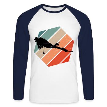 Scuba Diver Scuba Diving Men - Unisex Long Sleeve Baseball T-Shirt - white/navy - Front - Nik (191cm)
