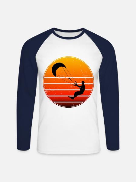 Kitesurfen Kitesurfing Kitesurf Kitesurfer - Unisex Long Sleeve Baseball T-Shirt - white/navy