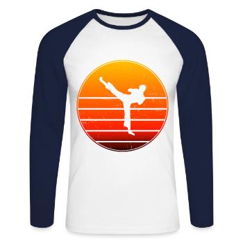 Women's Kickboxing Kickboxing Kickboxer - Unisex Long Sleeve Baseball T-Shirt - white/navy - Front - Nik (191cm)