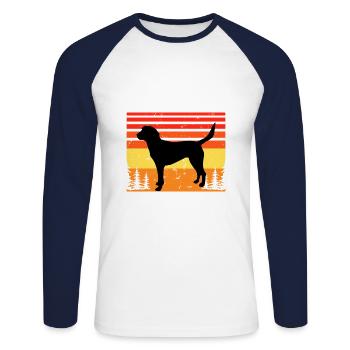 Beagle Harrier Hundeliebhaber Silhouette Vintage Sonnenuntergang - Unisex Baseballshirt langarm - Weiß/Navy - Vorne - Nik (191cm)