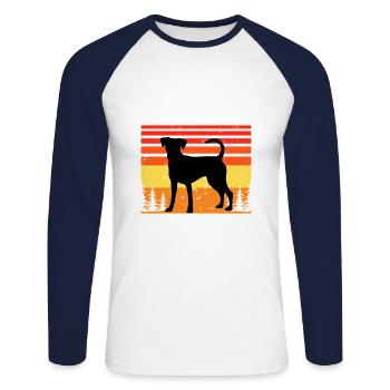Austrian Pinscher Dog Love Silhouette Retro Sunset - Unisex Baseballshirt langarm - Weiß/Navy - Vorne - Nik (191cm)