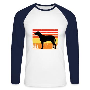 Braque Du Bourbonnais Dog Silhouette Retro Sunset - Unisex Long Sleeve Baseball T-Shirt - white/navy - Front - Nik (191cm)