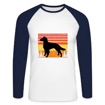 Britanny Dog Lover Silhouette Vintage Sunset - T-shirt baseball manches longues Homme - blanc/marine - Devant - Nik (191cm)