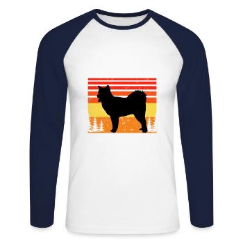 Canadian Eskimo Dog Love Silhouette Vintage Sunset - T-shirt baseball manches longues Homme - blanc/marine - Devant - Nik (191cm)