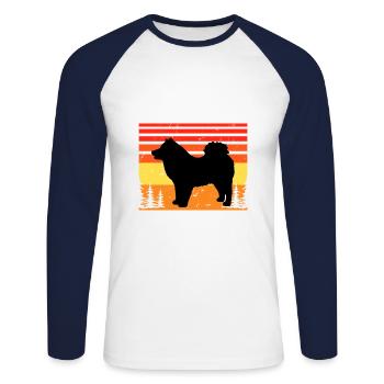Eurasier Dog Lover Silhouette Vintage Sunset - Unisex Long Sleeve Baseball T-Shirt - white/navy - Front - Nik (191cm)