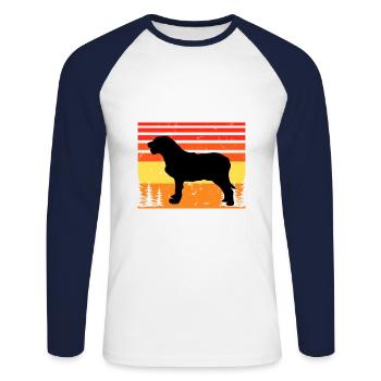 Istrian Coarse Haired Hound Dog Silhouette Retro - Unisex Long Sleeve Baseball T-Shirt - white/navy - Front - Nik (191cm)