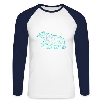 Bear line geometric art - Unisex Long Sleeve Baseball T-Shirt - white/navy - Front - Nik (191cm)