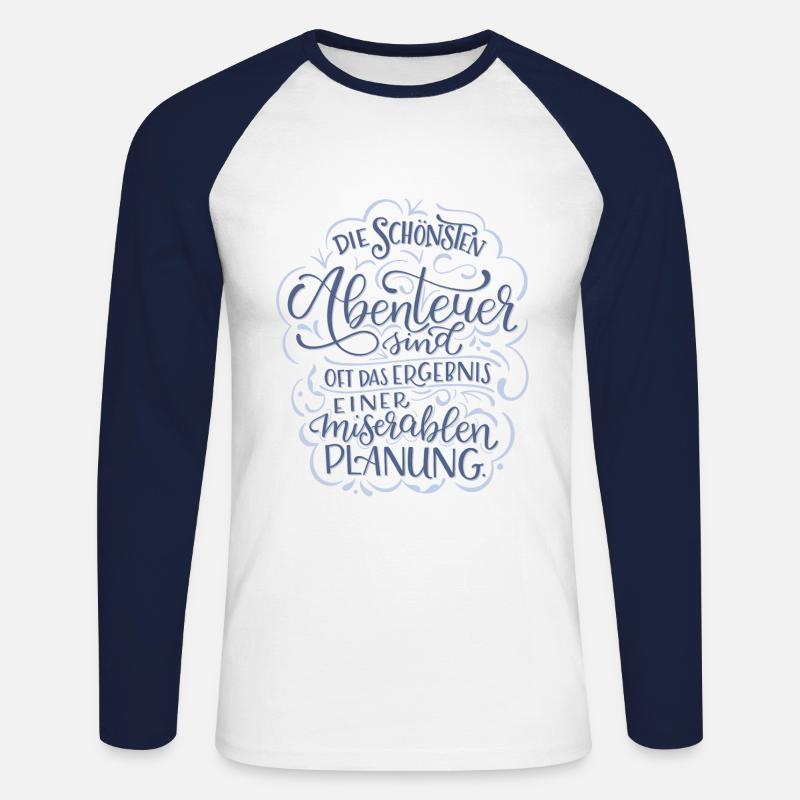 Abenteuer vs. Planung - Unisex Baseballshirt langarm - Weiß/Navy