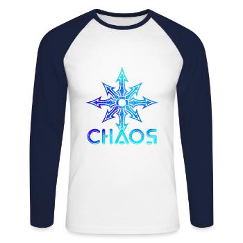 Étoile du chaos dotwork art coloré - T-shirt baseball manches longues Homme - blanc/marine - Devant - Nik (191cm)