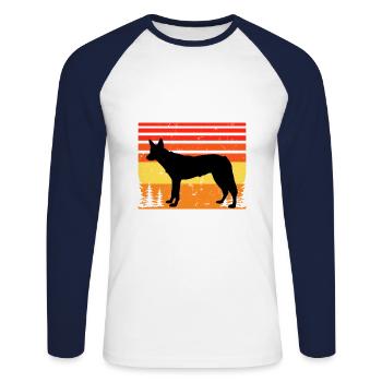 Tamaskan Dog Lover Silhouette Vintage Sunset - Unisex Long Sleeve Baseball T-Shirt - white/navy - Front - Nik (191cm)
