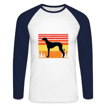 Alter kroatischer Windhund Hund Silhouette Retro Sonne - Unisex Baseballshirt langarm - Weiß/Navy - Vorne - Nik (191cm)