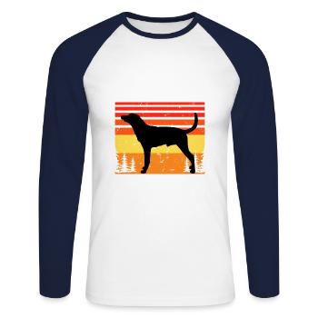 Léopard Chien Chien Amoureux Silhouette Vintage Coucher de Soleil - T-shirt baseball manches longues Homme - blanc/marine - Devant - Nik (191cm)
