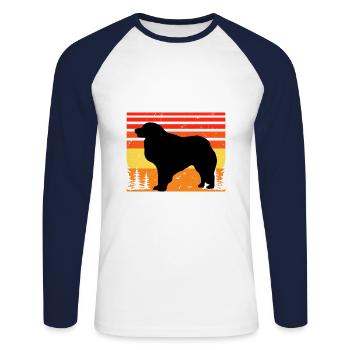Kuvasz Dog Lover Silhouette Vintage Sunset - T-shirt baseball manches longues Homme - blanc/marine - Devant - Nik (191cm)