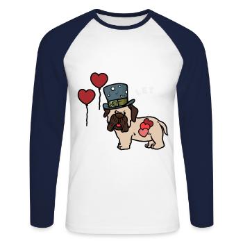 Pug Children School Birthday Gift Dogs - Unisex Long Sleeve Baseball T-Shirt - white/navy - Front - Nik (191cm)