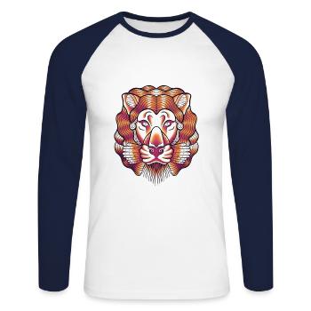 Löwenlinie bunte Kunst - Unisex Baseballshirt langarm - Weiß/Navy - Vorne - Nik (191cm)