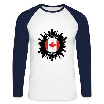 Montréal Skyline Canada Flag Souvenir de voyage - T-shirt baseball manches longues Homme - blanc/marine - Devant - Nik (191cm)