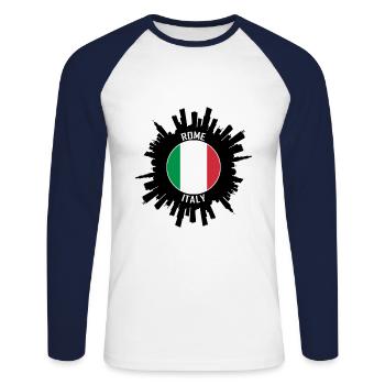 Rom Skyline Italien Flagge Reise Souvenir - Unisex Baseballshirt langarm - Weiß/Navy - Vorne - Nik (191cm)