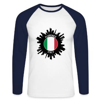 Florence Skyline Italy Flag Travel Souvenir - Unisex Long Sleeve Baseball T-Shirt - white/navy - Front - Nik (191cm)