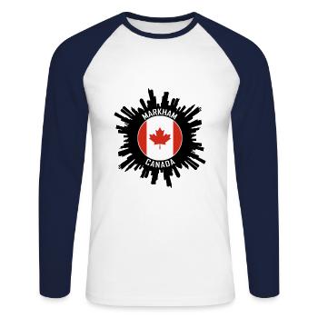 Souvenir de voyage Markham Skyline Canada Flag - T-shirt baseball manches longues Homme - blanc/marine - Devant - Nik (191cm)