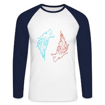 Nordic wolf FENRIR symmetrical bi-color - Unisex Long Sleeve Baseball T-Shirt - white/navy - Front - Nik (191cm)
