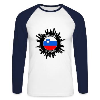 Ljubljana Skyline Slowenien Flagge Reise-Souvenir - Unisex Baseballshirt langarm - Weiß/Navy - Vorne - Nik (191cm)