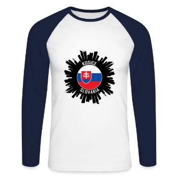 Kosice Skyline Slowakei Flagge Reise-Souvenir - Unisex Baseballshirt langarm - Weiß/Navy - Vorne - Nik (191cm)