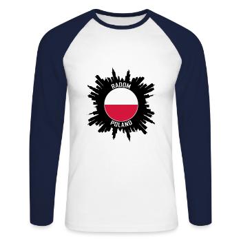 Radom Skyline Pologne Flag Souvenir de voyage - T-shirt baseball manches longues Homme - blanc/marine - Devant - Nik (191cm)